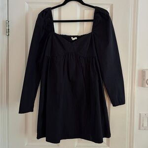 OAK + FORT Black Long Puff Sleeve Dress